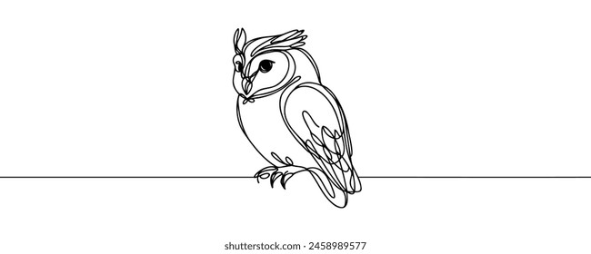 Online education owl one line graduation concept. E-learning training skill courses. vector illustration