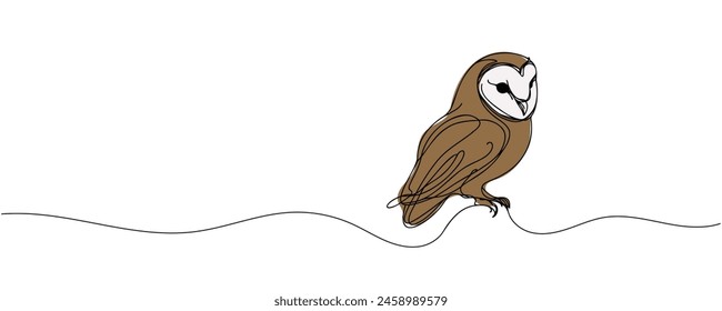 Online education owl one line graduation concept. E-learning training skill courses. vector illustration