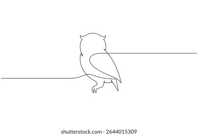 Educação online coruja conceito de graduação de uma linha. Cursos de habilidades de treinamento de e-learning, desenho contínuo de uma linha de coruja pássaro. ilustração vetor de arte de linha de coruja de celeiro simples.
