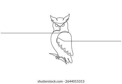 Educação online coruja conceito de graduação de uma linha. Cursos de habilidades de treinamento de e-learning, desenho contínuo de uma linha de coruja pássaro. ilustração vetor de arte de linha de coruja de celeiro simples.