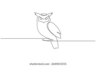 Educação online coruja conceito de graduação de uma linha. Cursos de habilidades de treinamento de e-learning, desenho contínuo de uma linha de coruja pássaro. ilustração vetor de arte de linha de coruja de celeiro simples.