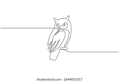 Educação online coruja conceito de graduação de uma linha. Cursos de habilidades de treinamento de e-learning, desenho contínuo de uma linha de coruja pássaro. ilustração vetor de arte de linha de coruja de celeiro simples.