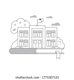 Online education pad on the book vector illustration