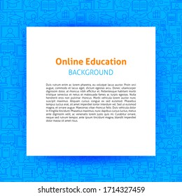 Online Education Paper Template. Vector Illustration of Outline Design.
