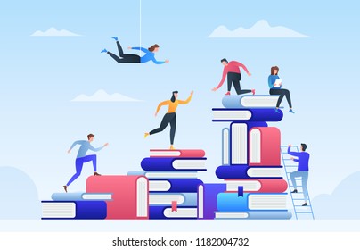 Online Education, Path To Success, Levels Of Education, Staff Training, Specialization, Learning Support. Vector Illustration Concept For Web Design, Marketing, And Print Material.