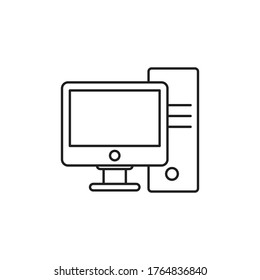 símbolo de signo vectorial de icono de pc educación en línea aislado