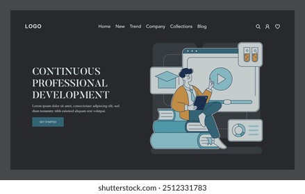 Online Education Platform concept. Lifelong learning and skill development with digital courses. Professional improvement through e-learning. Vector illustration.