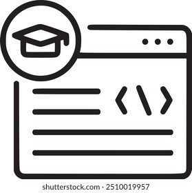 Online education platform, representing e-learning or virtual courses. Online education platform icon representing e-learning, virtual courses, and digital learning resources. EPS