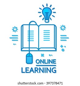 Online Education. Podcasting & Webinar Design. E- learning. Vector illustration