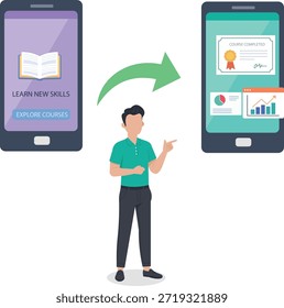 Educación en línea y desarrollo de habilidades de Profesional Ilustración de App móvil