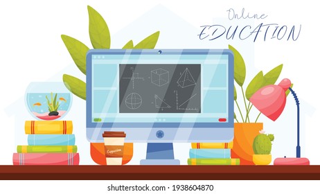 Educación en línea. Concepto de aprendizaje remoto. ilustración vectorial.