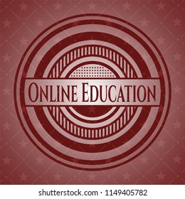 Online Education retro style red emblem