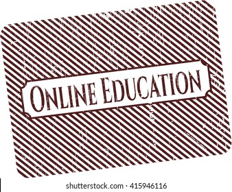 Online Education rubber grunge seal