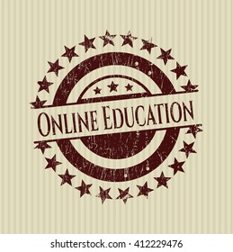 Online Education rubber stamp with grunge texture
