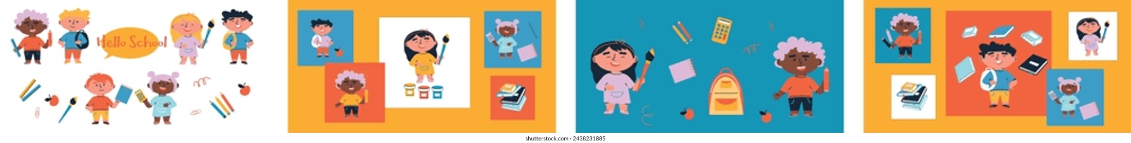 Educación en línea. Escuela en línea. Banner plano vectorial
