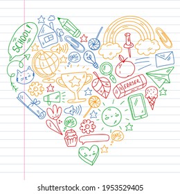 Online education and school. Vector pattern. Little children.