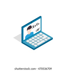 Online education school webinar icon in isometric 3d style on a white background