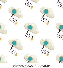 Online education seamless pattern design, Repeat textile design. Fabric print.