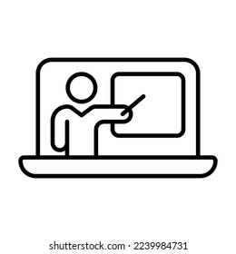 Online education set icon. Hat, university, teacher, library, book, textbook, distance learning, student, lecture, couple, dictionary. Learning concept. Vector line icon on white background