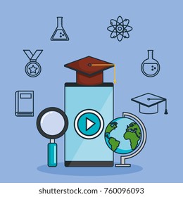 online education set icons