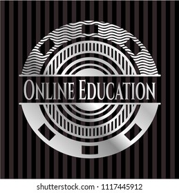 Online Education silvery emblem or badge