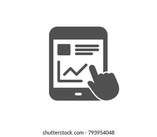 Online Education simple icon. Tablet PC sign. Web presentation with Charts symbol. Quality design elements. Classic style. Vector