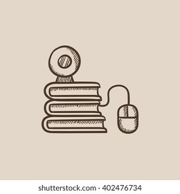 Online education sketch icon.