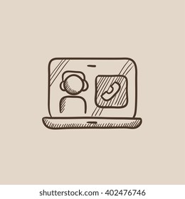 Online education sketch icon.