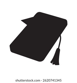 Online Education, Smartphone with Graduation Cap Solid Flat Vector Icon Isolated on White Background.
