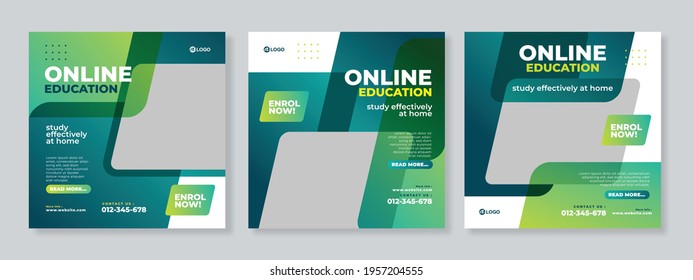 Online education social media post template design vector