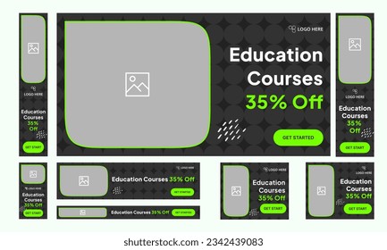 Online education social media posts, facebook cover or web banner, fully editable vector eps 10 file format