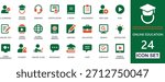 Online Education solid Icon Set . Learning, AI, Course, and School Glyph