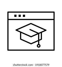 Online, education, student hat, web icon vector image. Can also be used for online education. Suitable for use on web apps, mobile apps and print media.
