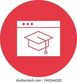 En línea, educación, sombrero estudiantil, imagen vectorial de icono web. También se puede usar para la educación en línea. Idóneo para aplicaciones web, aplicaciones móviles y medios impresos.