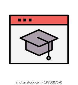 Online, education, student hat, web icon vector image. Can also be used for online education. Suitable for use on web apps, mobile apps and print media.