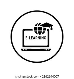 Online education, study icon. Black vector Illustration.