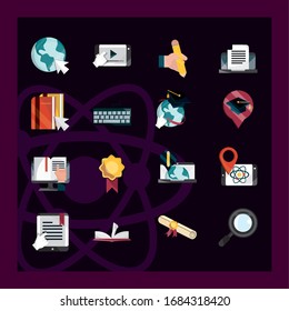 los iconos de la escuela de educación en línea los iconos de la escuela establecer la ilustración vectorial el icono aislado la sombra