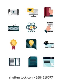 los iconos de la escuela de educación en línea los iconos de la escuela establecer la ilustración vectorial el icono aislado la sombra