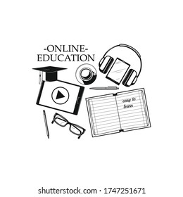 Online education and study. Web learning and training concept icon