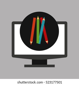 online education technology drawing colors vector illustration eps 10