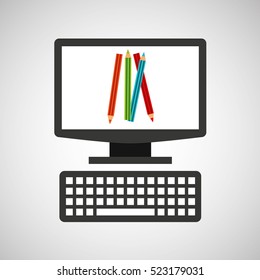 online education technology drawing colors vector illustration eps 10