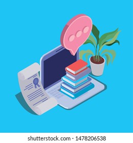 online education technology with laptop