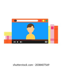 Online education technology vector illustration computer school student icon. Learning online education internet communication training online education distance from home teaching class tutorial