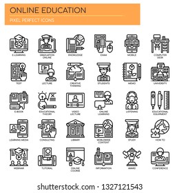 Online Education , Thin Line and Pixel Perfect Icons
