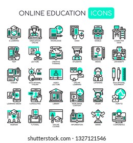 Online Education , Thin Line and Pixel Perfect Icons