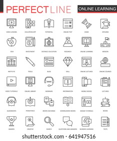 Online education thin line web icons set. Knowledge Outline stroke icons design.