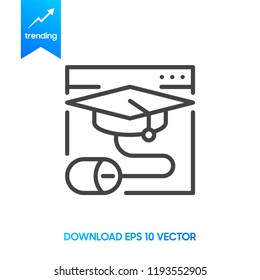 Online Education: thin vector icon, black and white kit