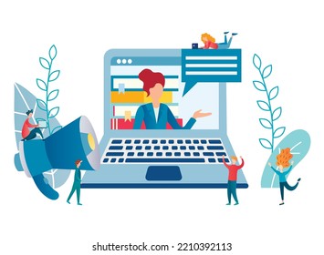 Online education, training, courses, lectures. Vector illustration