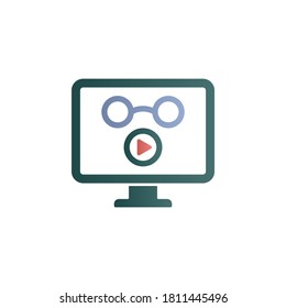Online, education, training, glasses, video color gradient vector icon