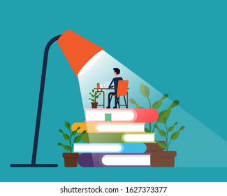 Online Education training. Internet studying concept. Vector illustration in cartoon style design.